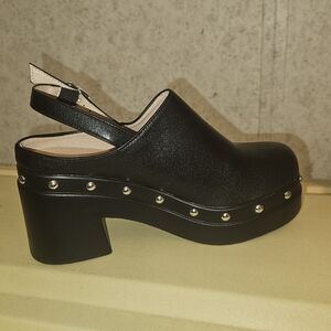 Black Slingback Studded Platform Clog